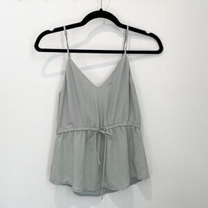 Babaton Sage Green Cinched Waist V-Neck Tank Top XXS